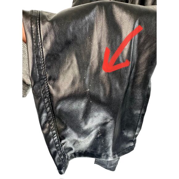 REVICE Black Faux Leather Punk Grunge Split Hem Straight Leg Pant Size 25 - Picture 7 of 14